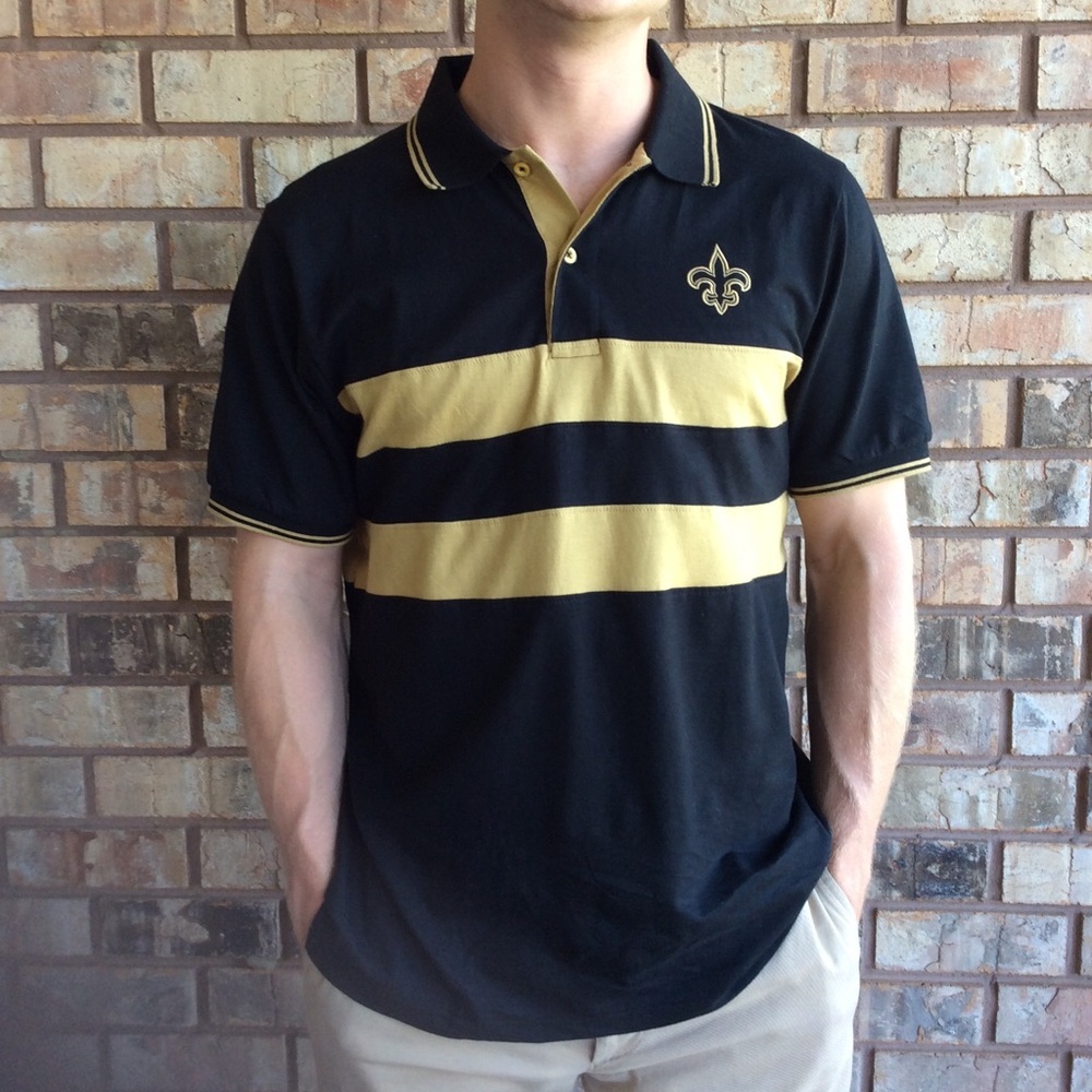 Saints Chest Stripe Black Gold Fleur de Li…